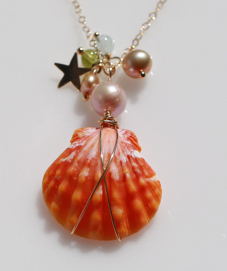 Hawaiian Sunriseshell holiday neklace(star2)☆サンライズシェルホリーデーネックレス（星２）