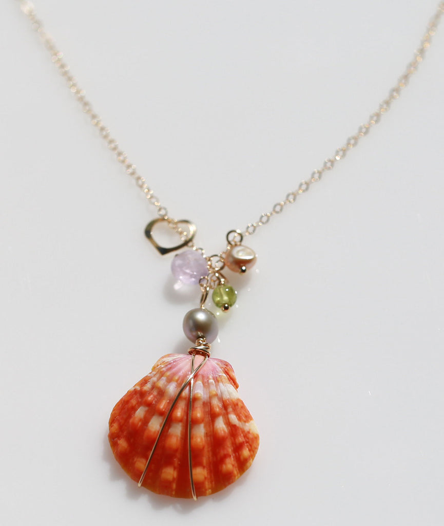 Hawaiian Sunriseshell holiday neklace(heart1)☆サンライズシェルホリーデーネックレス（ハート１）