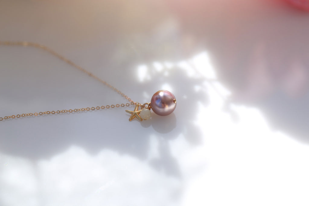 Vegan Love ocean pearl necklace☆ヴィーガンラブオーシャンパールネックレス