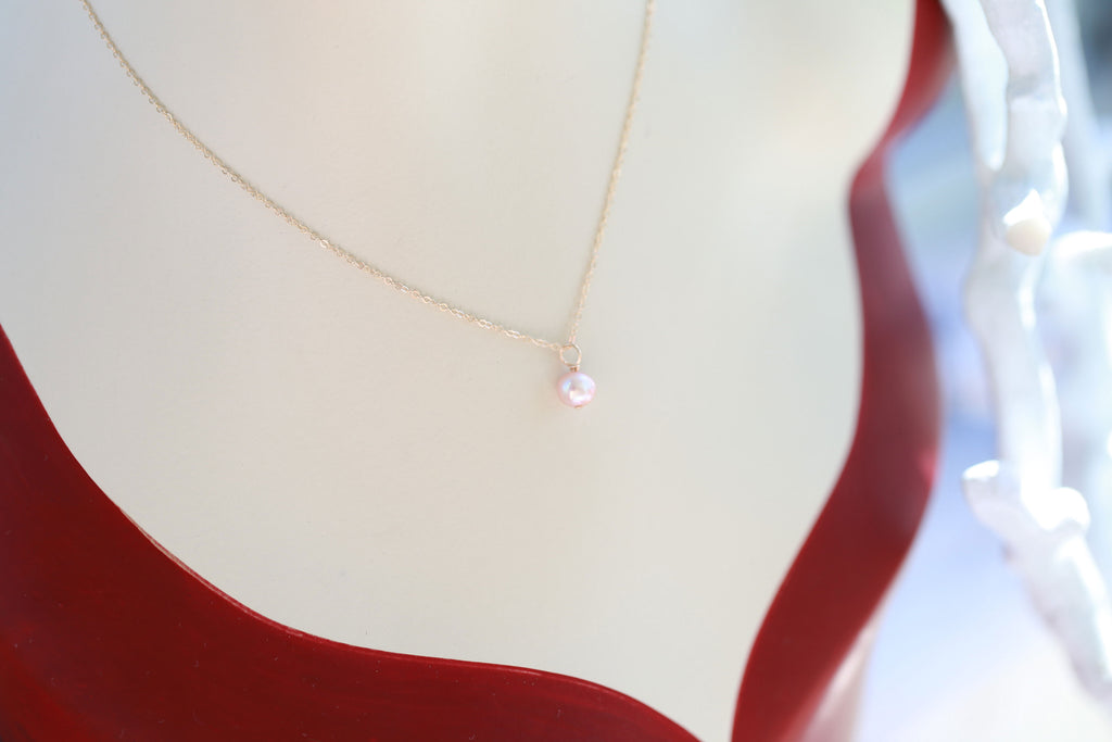 Vegan coral pink pearl necklace☆ヴィーガン☆コーラルピンクパールネックレス