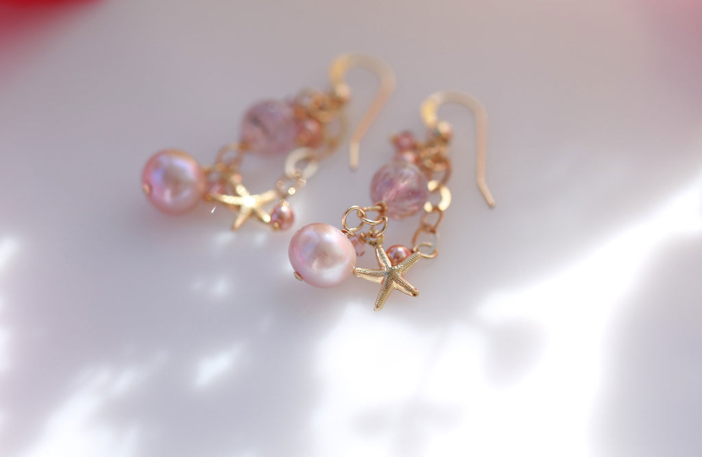 Sakura pink pearl earrings☆桜ピンクパールのピアス