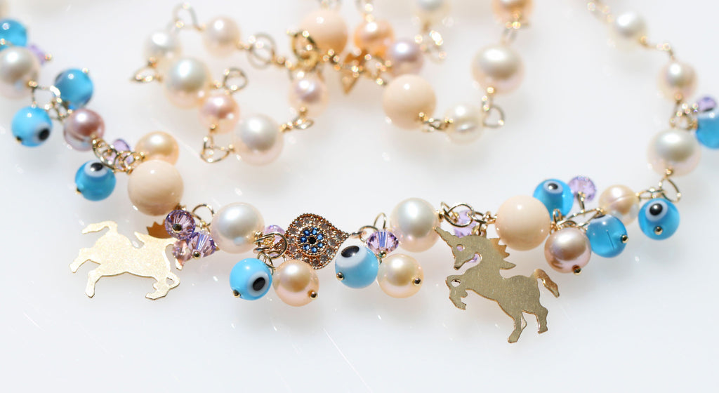 Evil eye protect unicorn necklace☆イーヴィルアイプロテクト☆ユニコーンネックレス