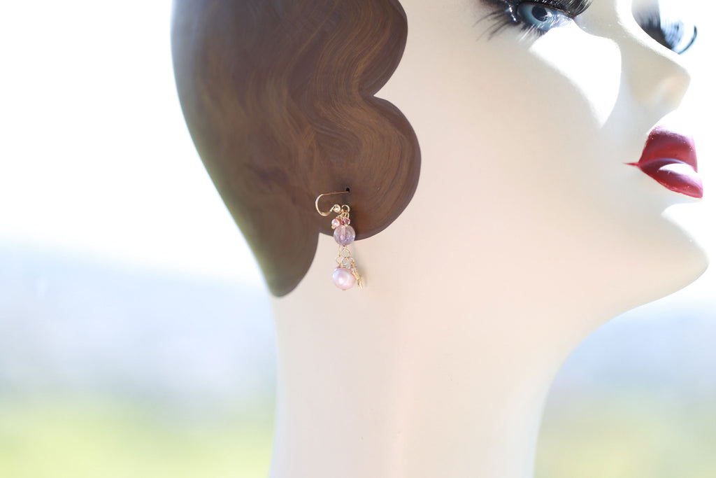 Sakura pink pearl earrings☆桜ピンクパールのピアス