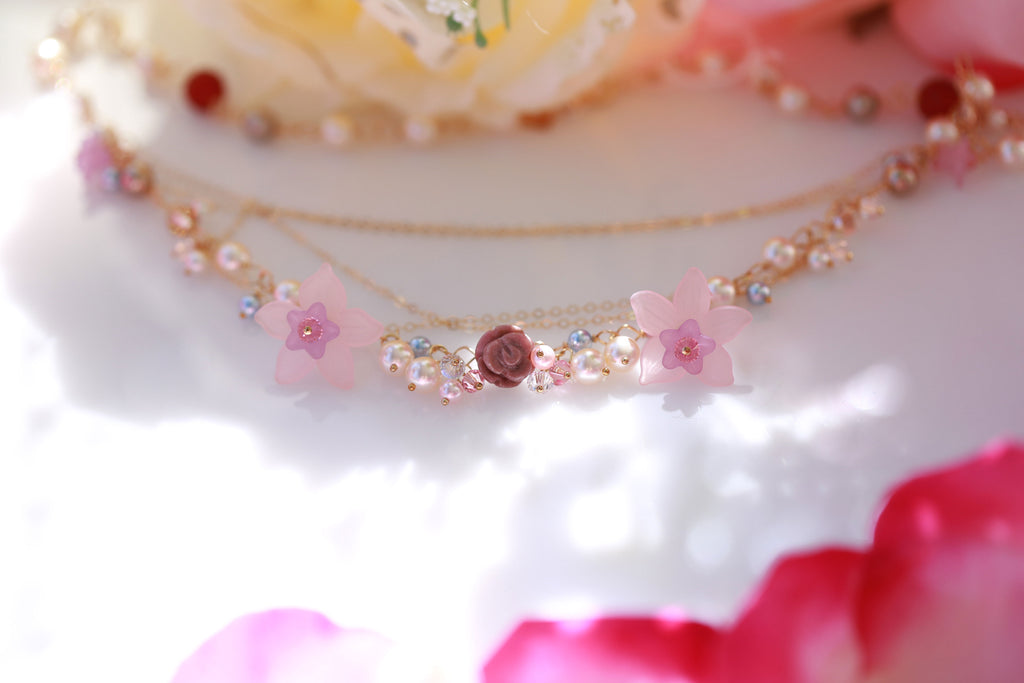flower fairy pink vegan necklace☆フラワーフェアリー☆ピンクヴィーガンネックレス
