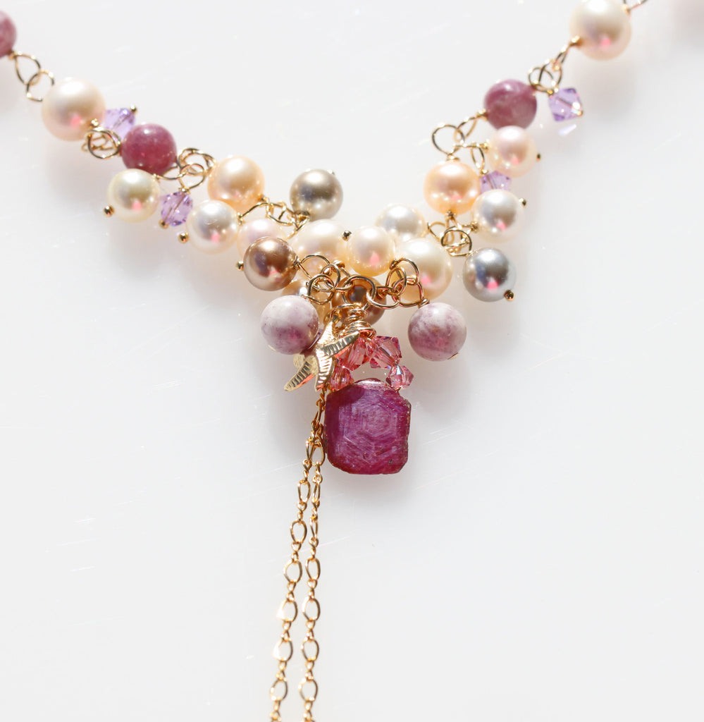 Ruby and tiffanistone Goddess Mermaid necklace☆ルビーとティファニーストーンの女神様マーメイドネックレス