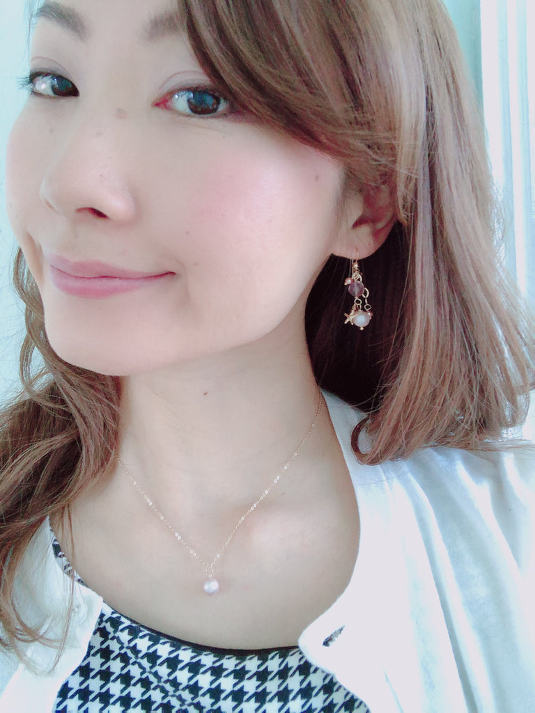 Sakura pink pearl earrings☆桜ピンクパールのピアス