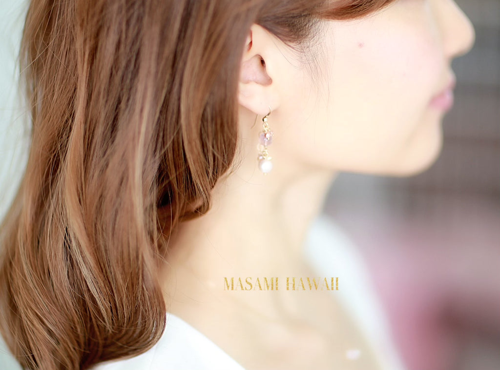 Sakura pink pearl earrings☆桜ピンクパールのピアス