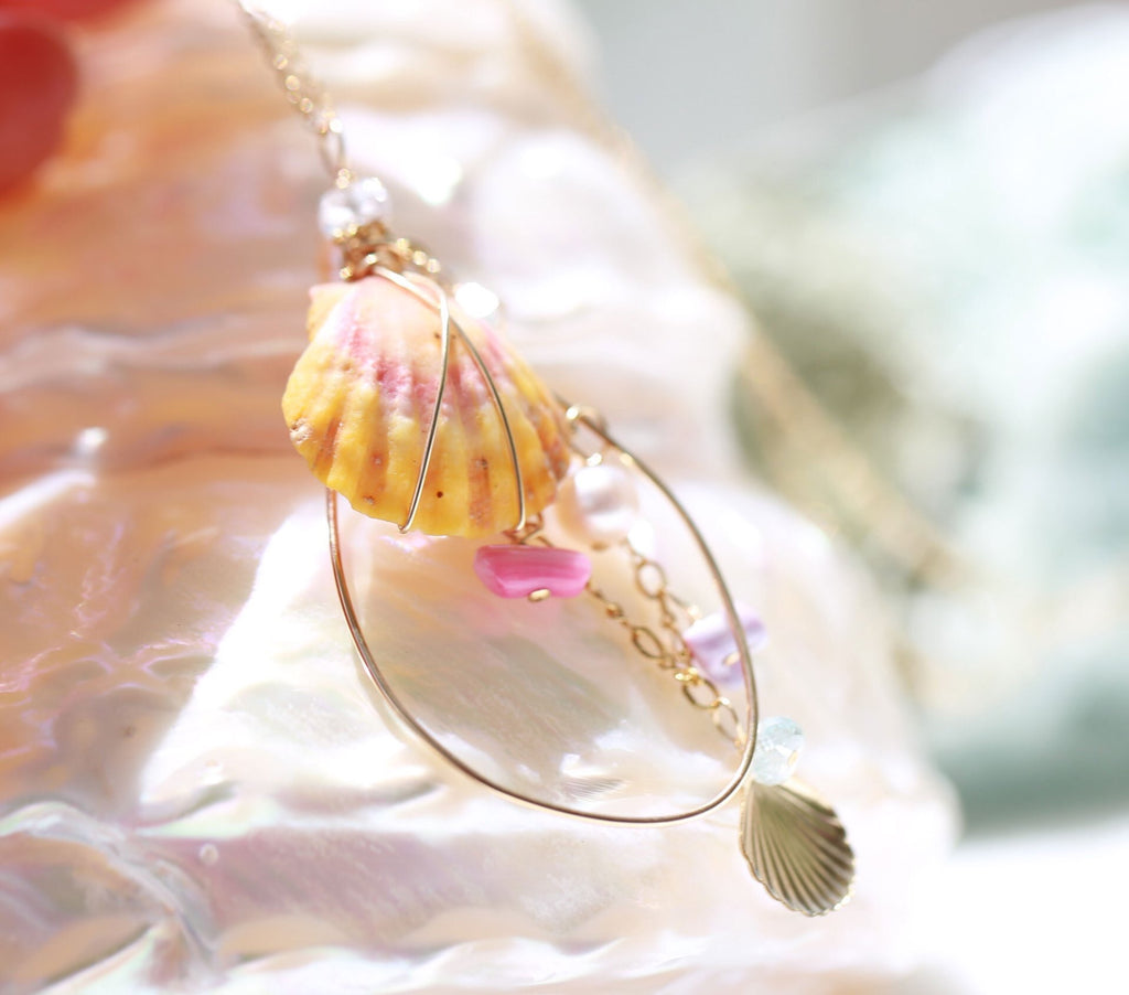 Hawaii Sunriseshell Hoop Beauty Mermaid necklace☆ハワイのサンライズシェル☆フープビューティーマーメイドネックレス